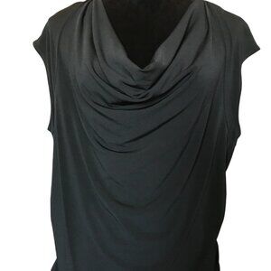 George Drape Neck Blouse: Cap Sleeves Ruched Sides, Soft Dressy Top XL (16-18)